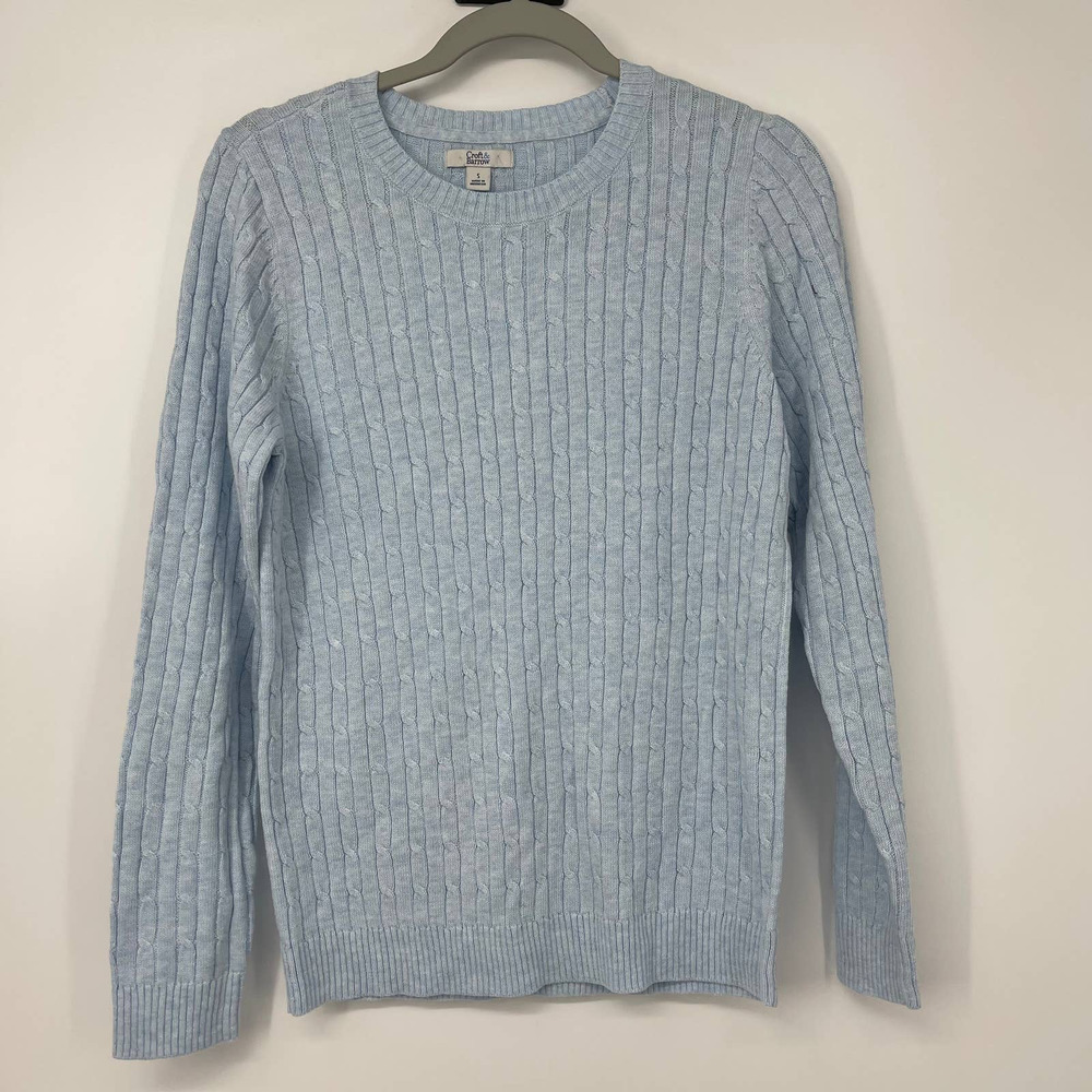 CROFT & BARROW POWDER BLUE BRAIDED DESIGN SOFT PULLOVER SWEATER SMALL
